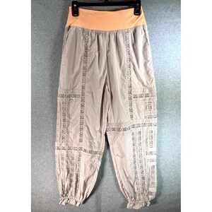Free People Movement Oh Hey Appliqué Jogger Pant Women Small Petite Beige Eyelet